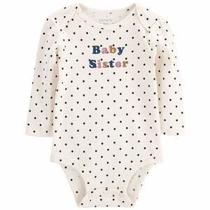 Carter’s Baby Girl "Baby Sister" Long-Sleeve Bodysuit - Size 12 Months